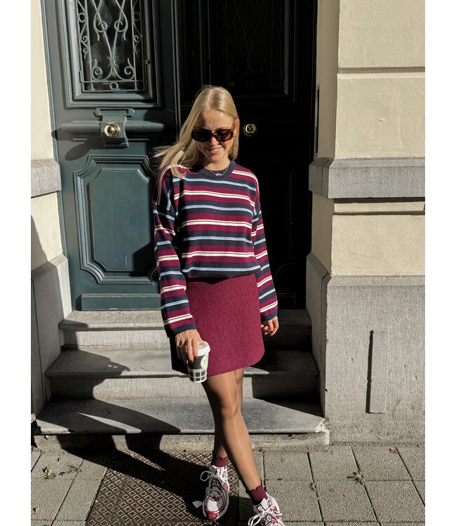 Nina pull burgundy-donkerblauw