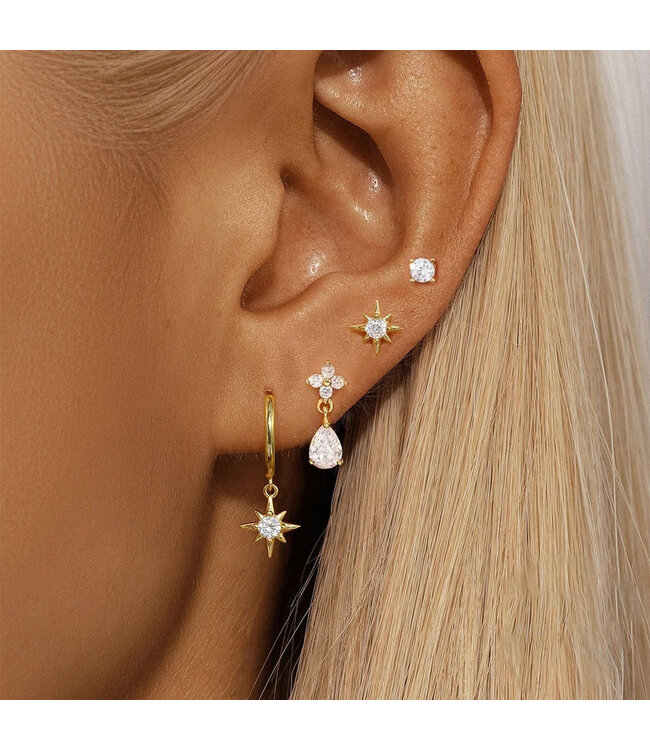 Mila oorbellen set goud