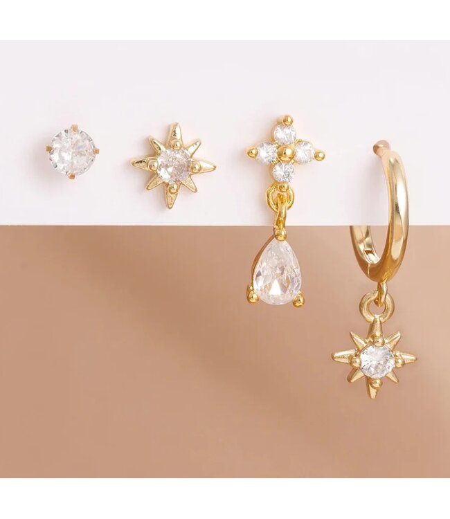 Mila oorbellen set goud