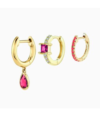 Maisie oorbellen set ruby rose