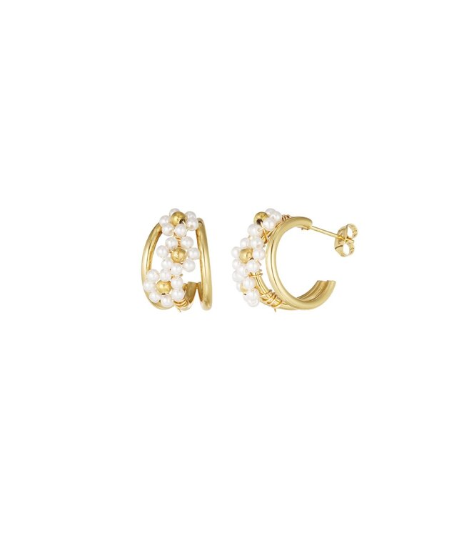 Blooming beads oorbellen wit