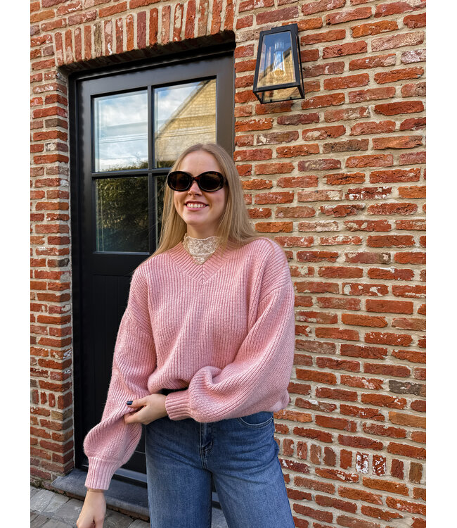 Ottoline v-hals pull roze