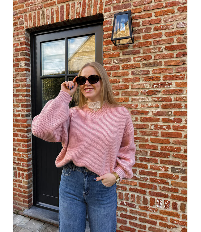 Ottoline v-hals pull roze