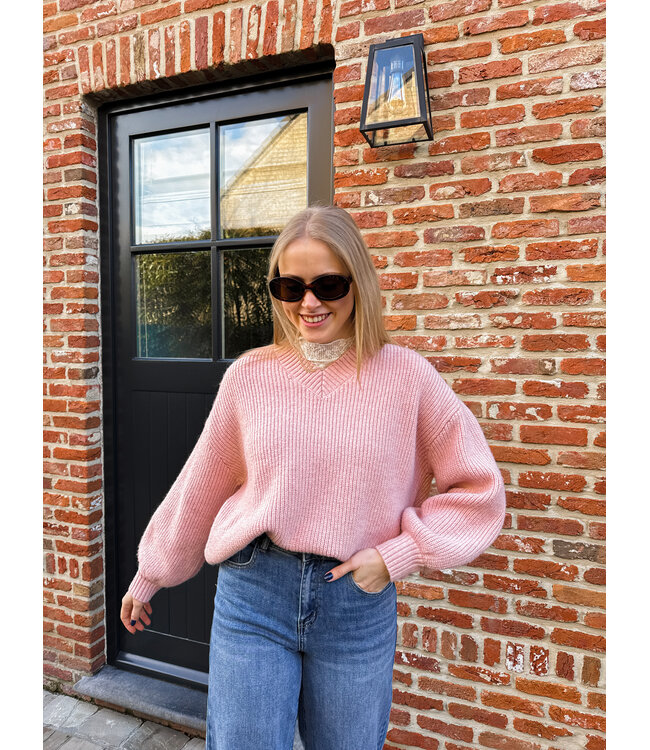 Ottoline v-hals pull roze