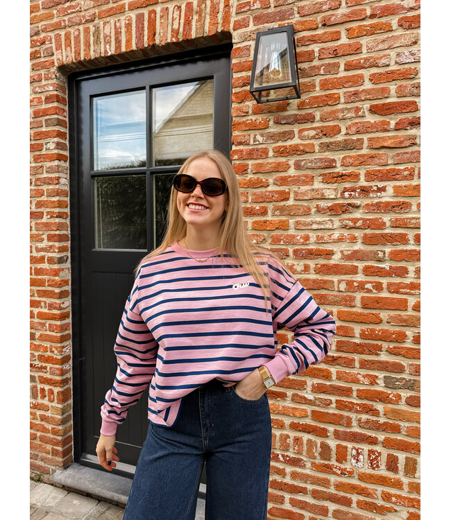 Osiria sweater roos-donkerblauw