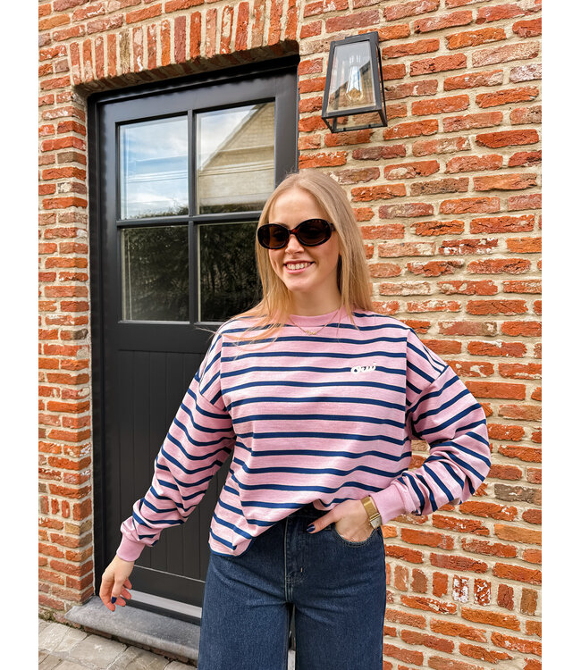 Osiria sweater roos-donkerblauw