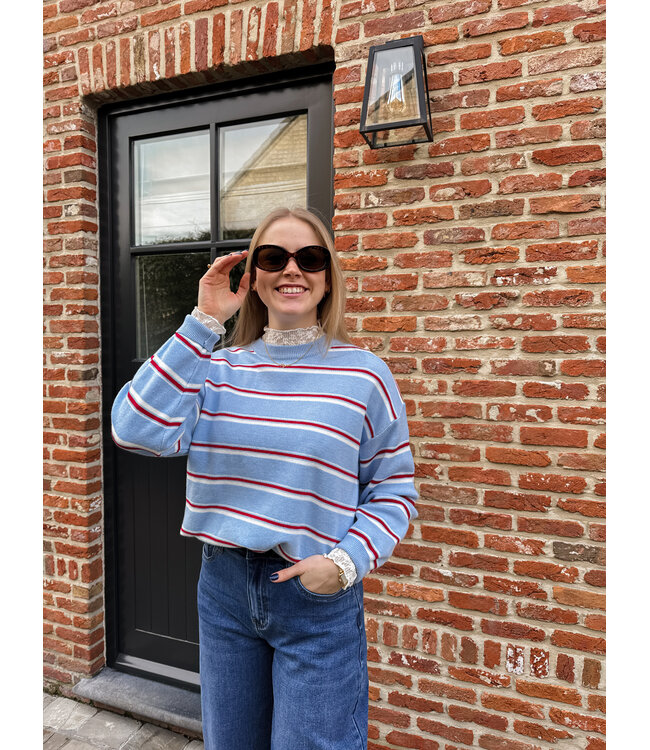 Odette pull lichtblauw gestreept