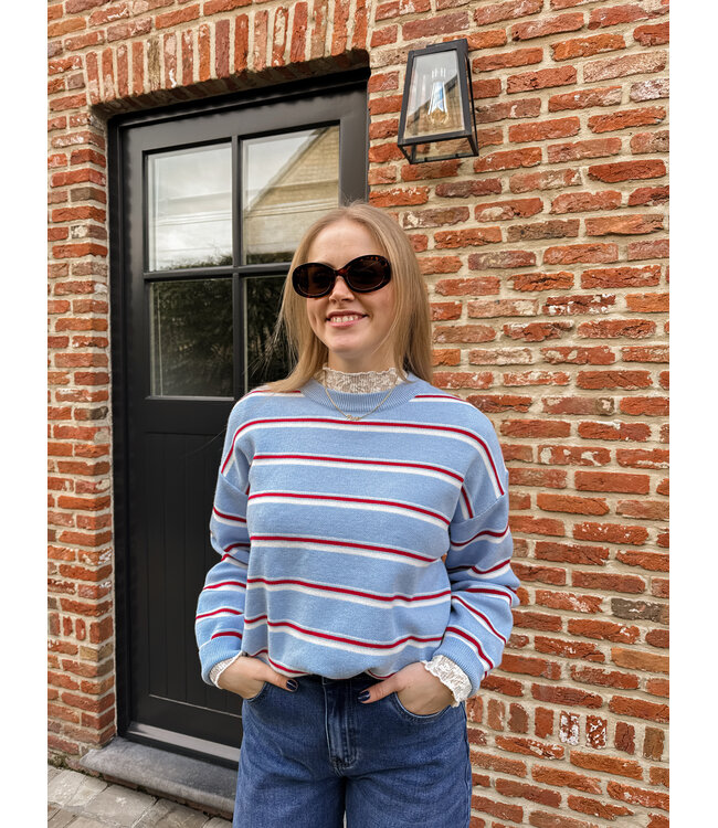 Odette pull lichtblauw gestreept