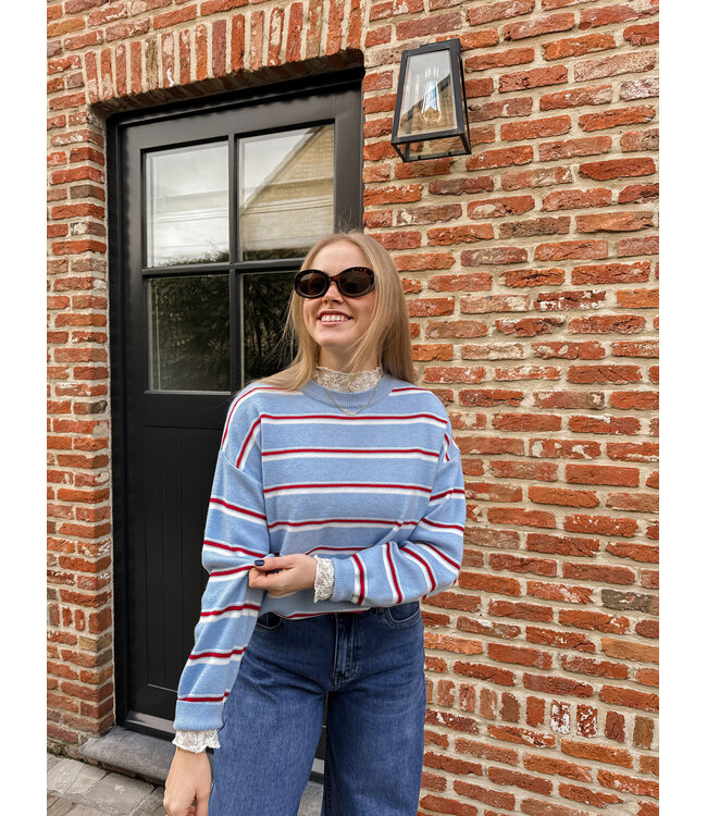 Odette pull lichtblauw gestreept