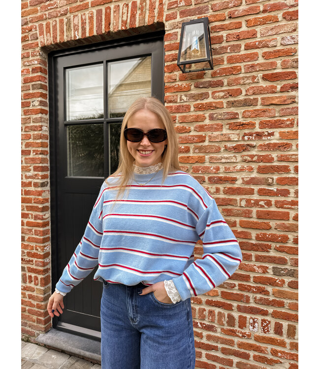 Odette pull lichtblauw gestreept
