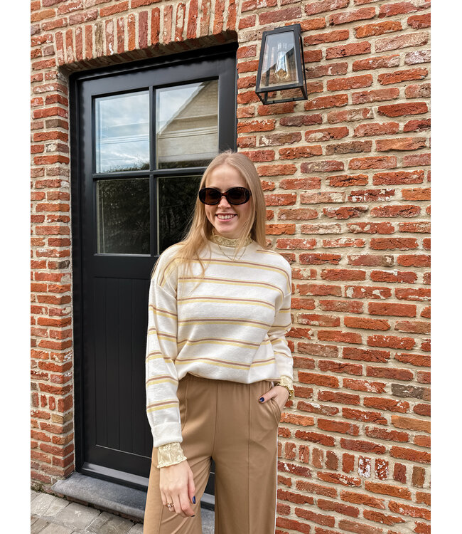 Odette pull beige gestreept