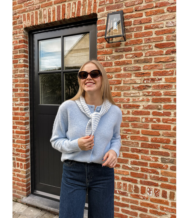 Ilva pull met sjaal lichtblauw