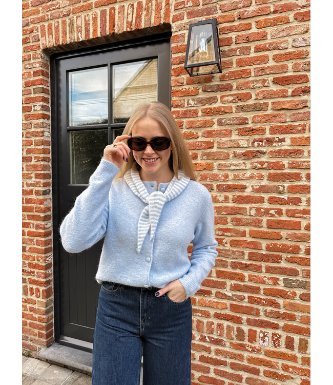 Ilva pull met sjaal lichtblauw