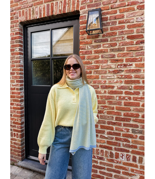 Tyra sjaal lichtblauw-geel