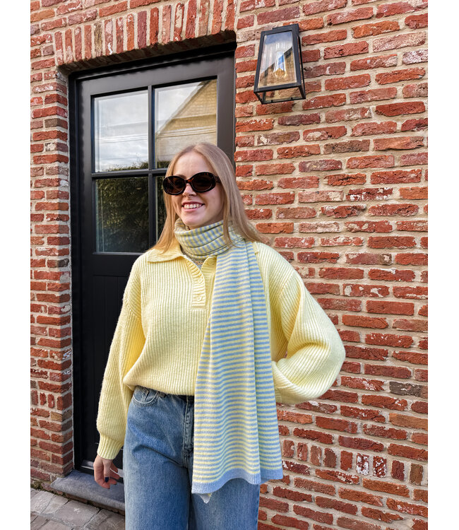 Tyra sjaal lichtblauw-geel
