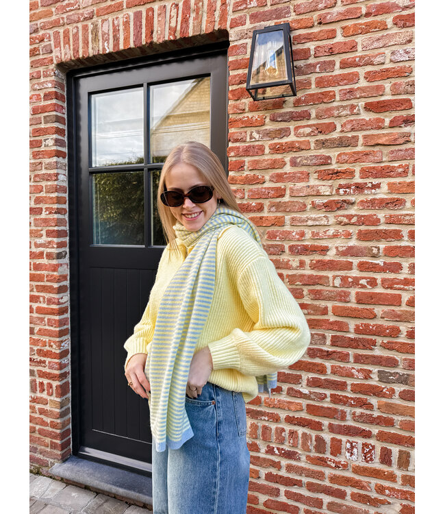 Tyra sjaal lichtblauw-geel