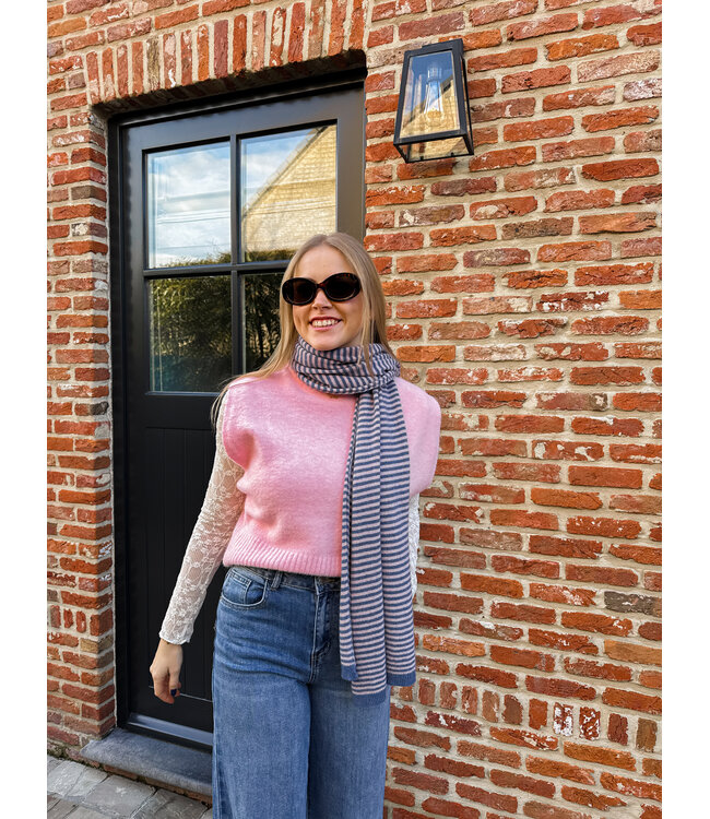 Tyra sjaal roze-lichtblauw