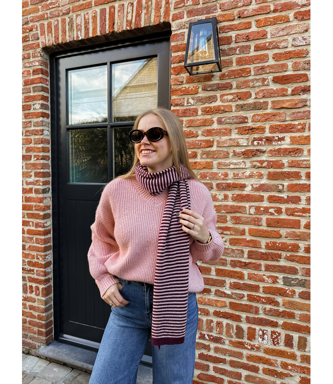 Tyra sjaal bordeaux-roze