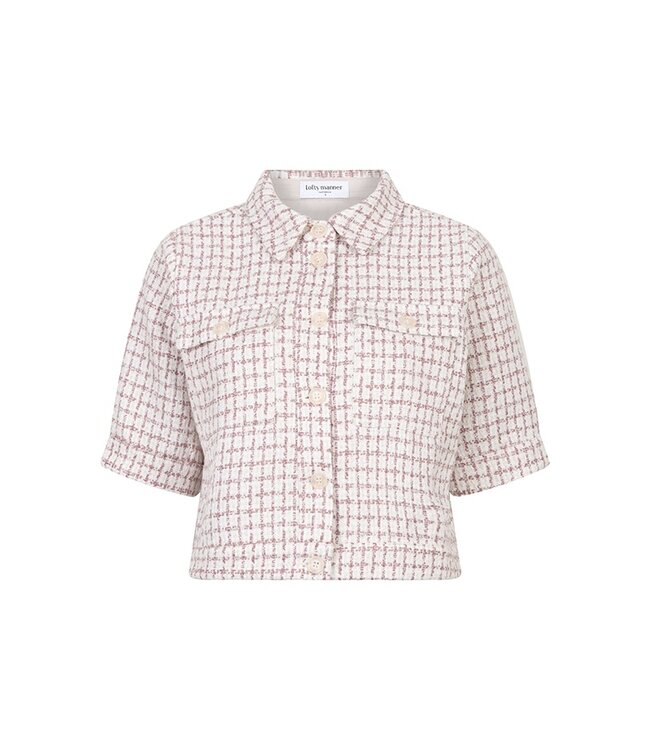 Ines top crème-roze