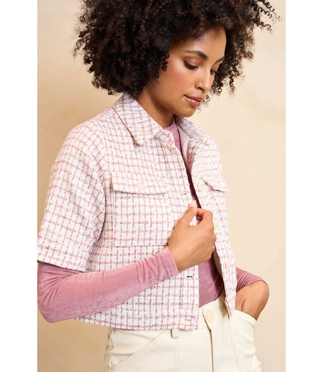 Ines top crème-roze