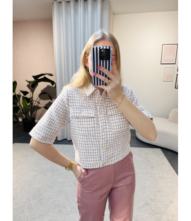 Ines top crème-roze