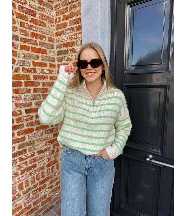 Lizzie pull crème-groen