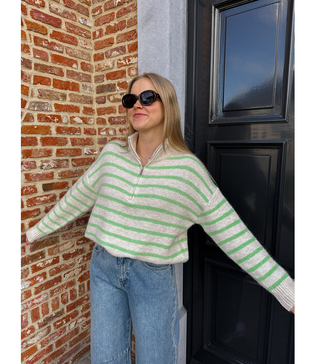 Lizzie pull crème-groen