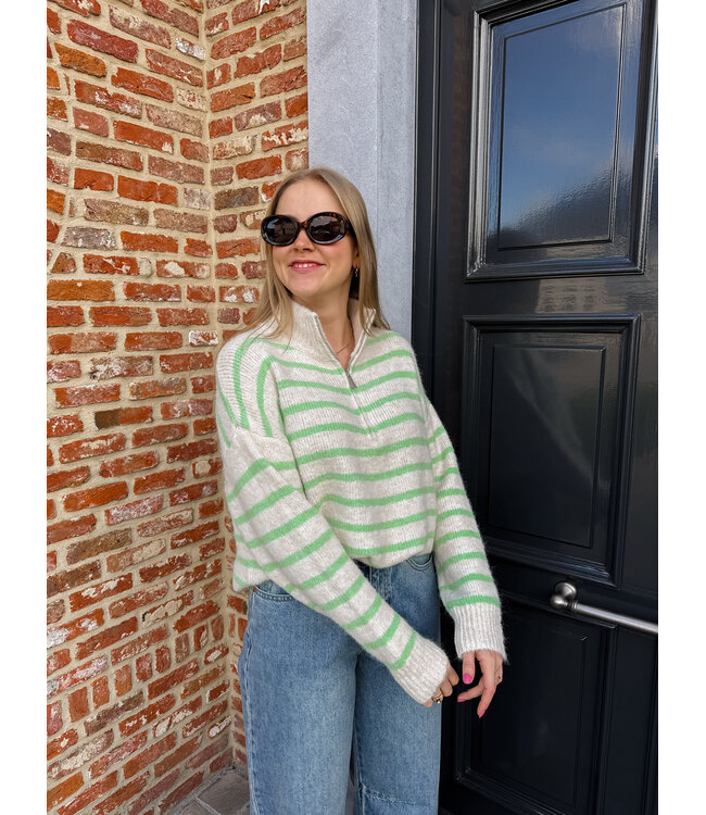 Lizzie pull crème-groen