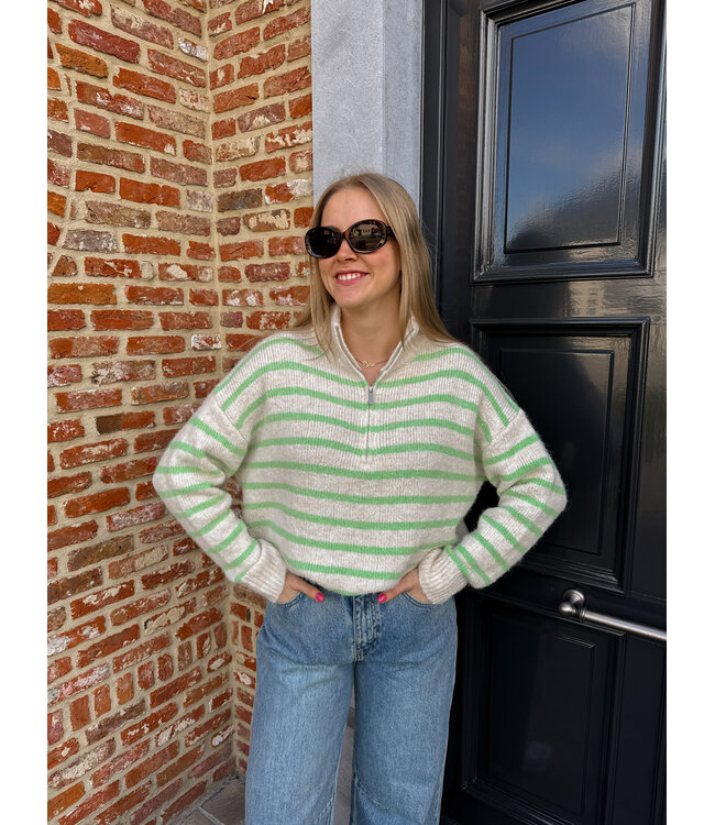 Lizzie pull crème-groen
