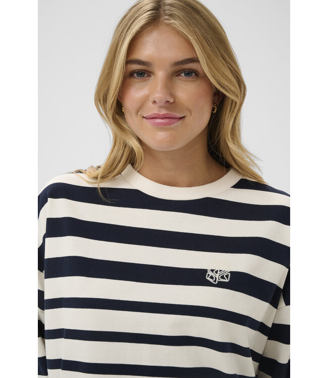 Philene gestreepte sweater donkerblauw