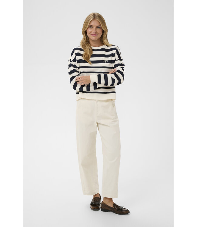 Philene gestreepte sweater donkerblauw