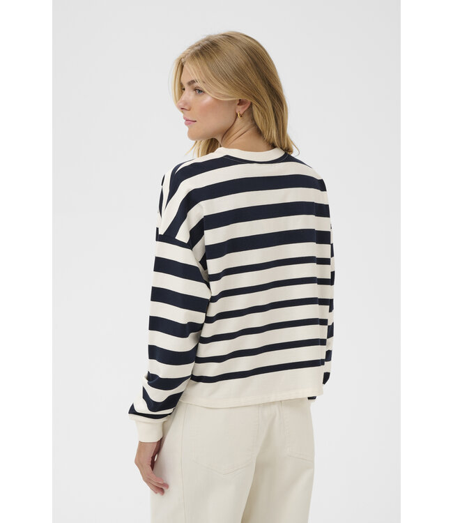 Philene gestreepte sweater donkerblauw
