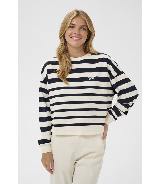 Philene gestreepte sweater donkerblauw