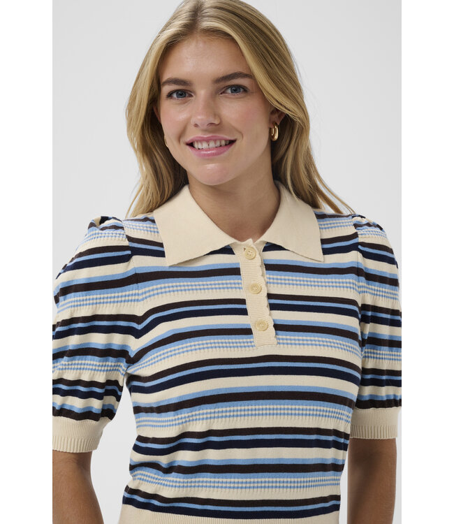 Phillia polo beige-blauw