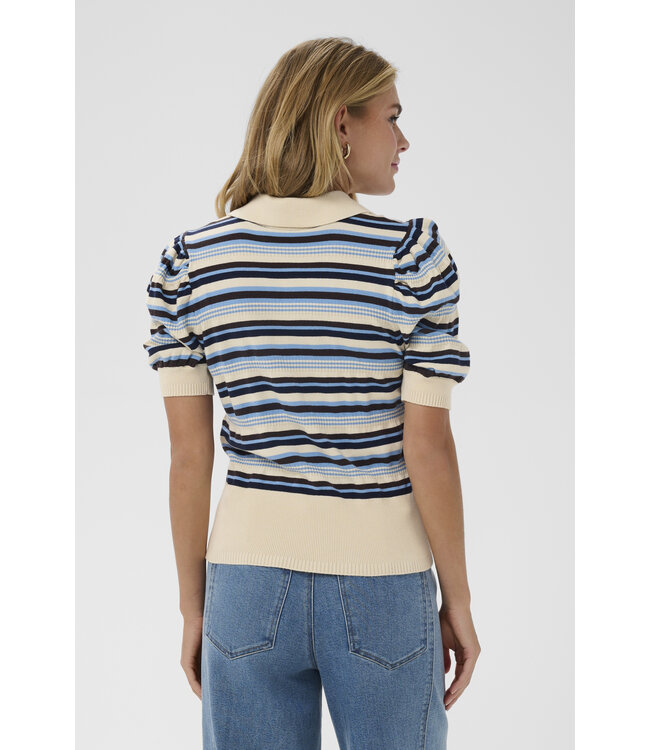 Phillia polo beige-blauw