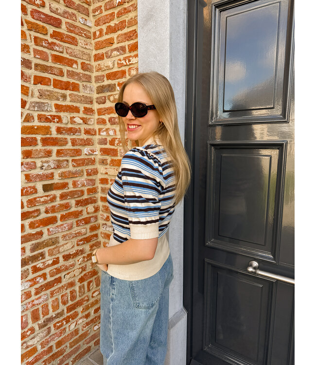 Phillia polo beige-blauw