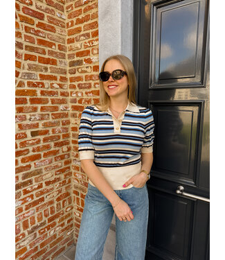 Phillia polo beige-blauw