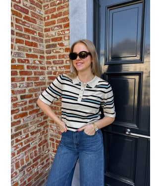 Pila polo beige-blauw