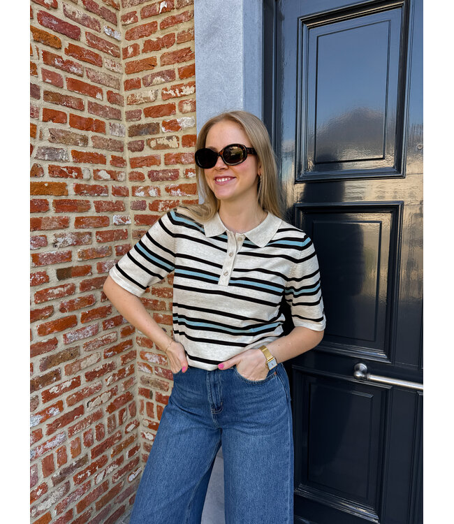 Pila polo beige-blauw