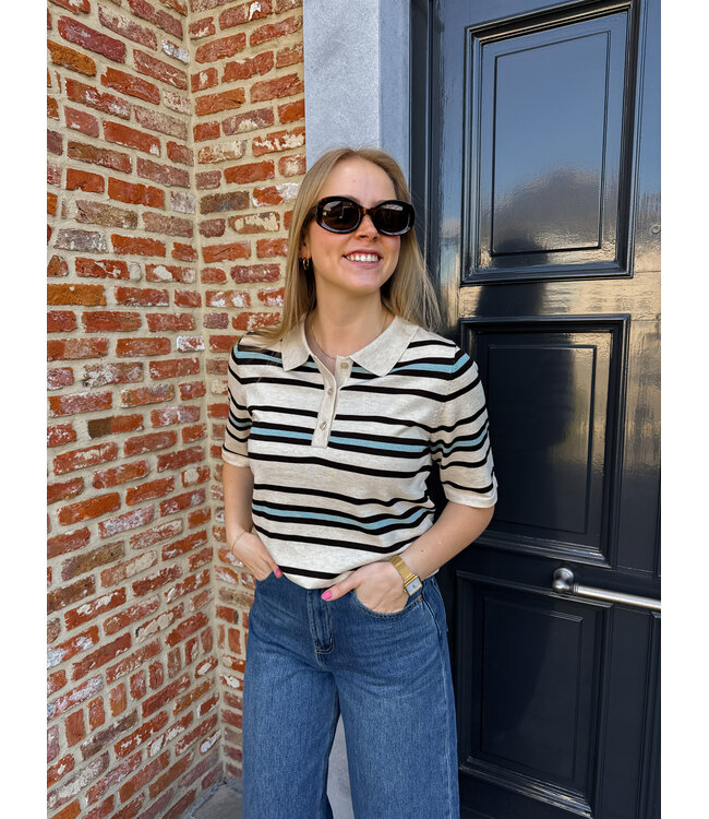 Pila polo beige-blauw