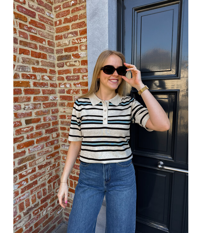 Pila polo beige-blauw