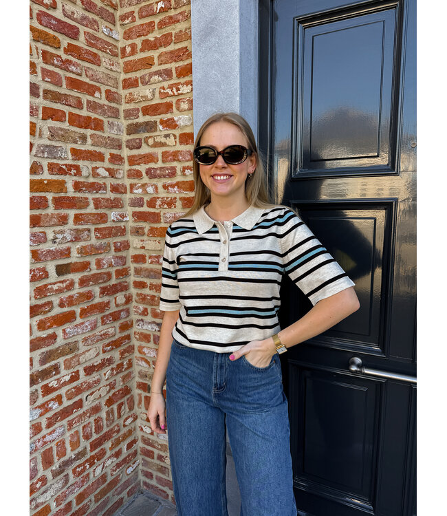 Pila polo beige-blauw