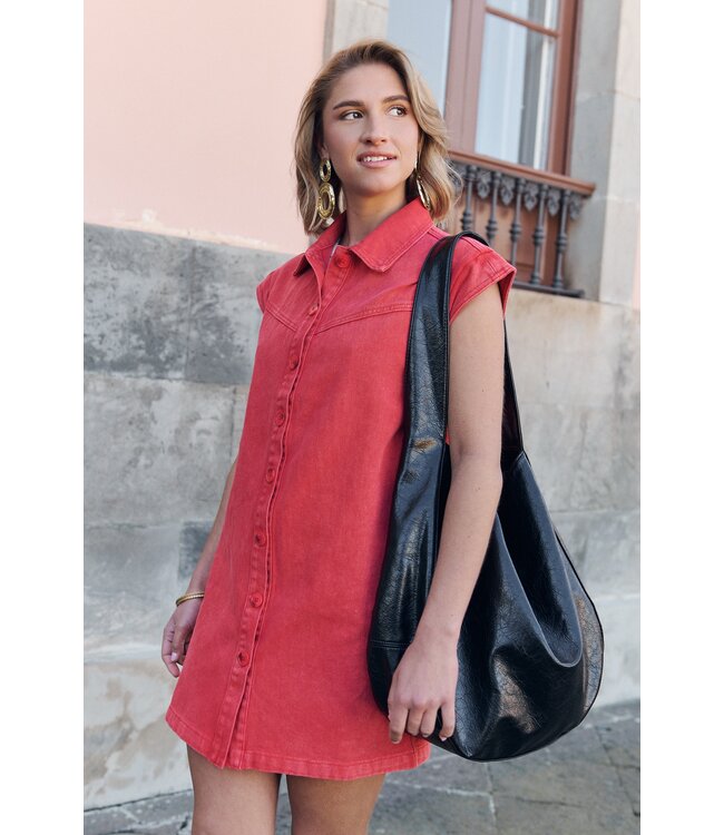 Celia denim jurk rood
