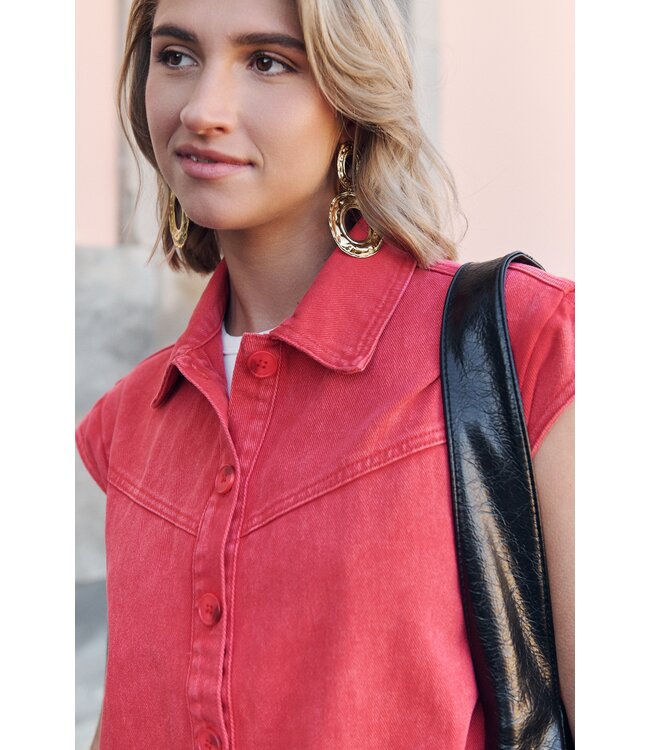 Celia denim jurk rood