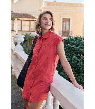 Celia denim jurk rood