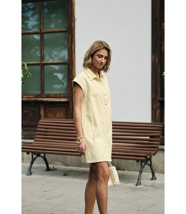 Celia denim jurk geel