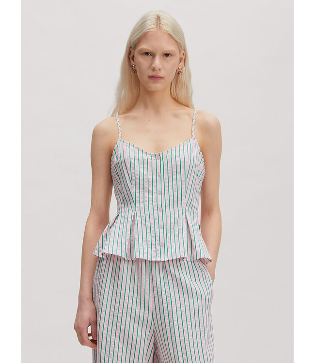 Isela gestreepte top roos-groen