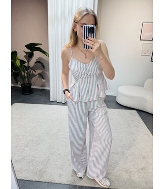 Cataleya gestreepte broek roos-groen