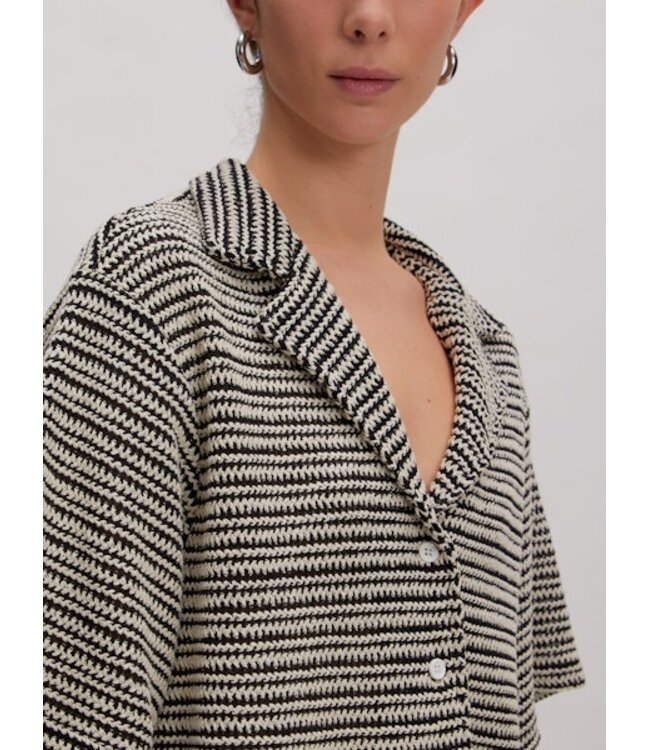 Karlotta crochet shirt crème-zwart
