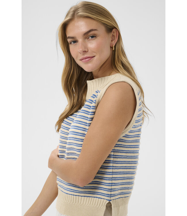 Riley pull crème-blauw